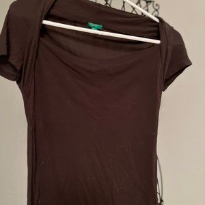 Benetton brown drape neck shirt